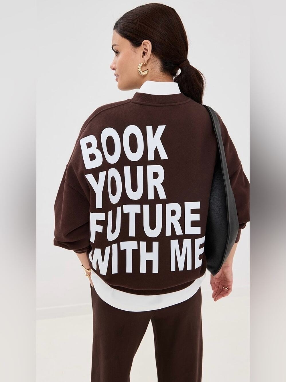 LA DOUBLE J Chocolate Brown "Book Your Future with Me" Off Court Sweatshirt